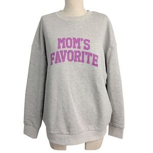 Favorite Daughter Moms Favorite Sweatshirt Grey Purple Graphic Crewneck Medium